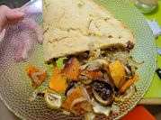 Una foto de calzone vegetariana