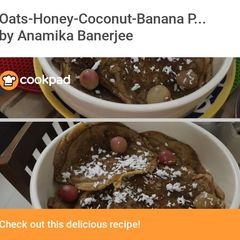 A picture of Oats-Banana Honey Pancakes.