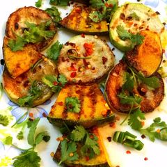 A picture of Fasting special grilled pumpkin and bottle guard.