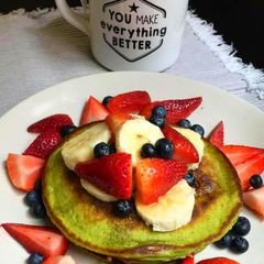 A picture of Leftover Spinach Pancakes with Berries.