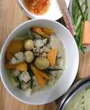 Nui nấu nấm gà trứng non