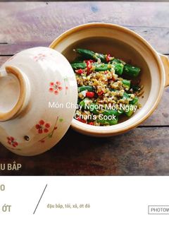 Hình của món Đậu bắp xào xả ớt chay.