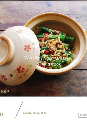 Hình của món Đậu bắp xào xả ớt chay.