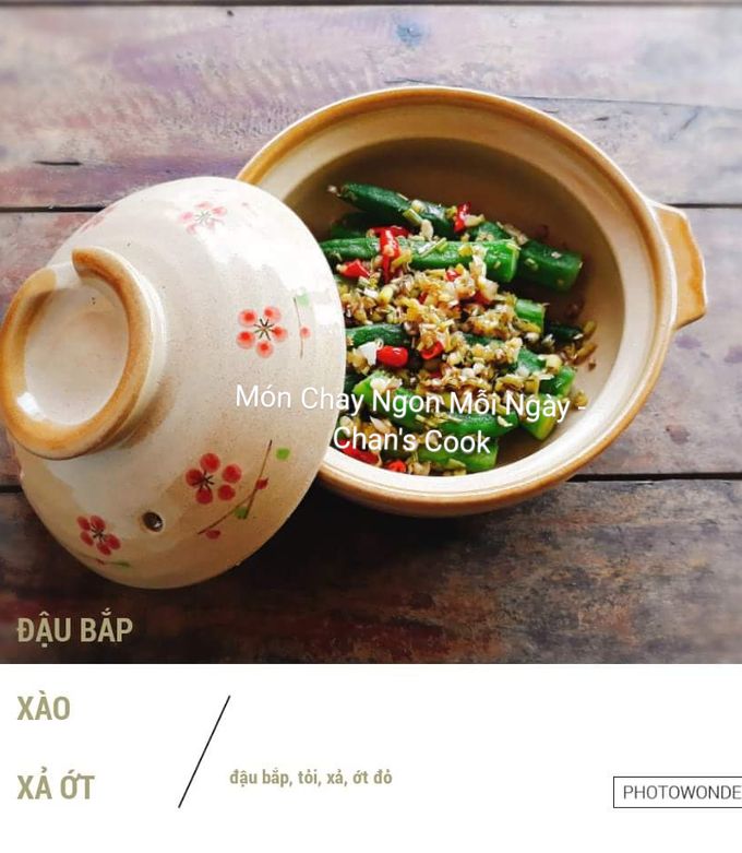 Hình của món Đậu bắp xào xả ớt chay.