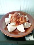 Cocoyam with palm oil stew