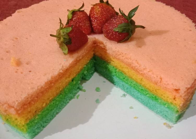 Resep Rainbow Cake Kukus Gluten free | Bahan Membuat Rainbow Cake Kukus Gluten free Yang Sedap