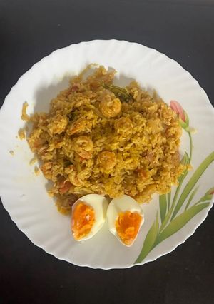 A picture of Kadai Prawn Biryani (Simple Home Version).