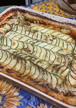 Une photo de Gratin de courgettes au munster et cumin