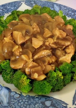Foto resep Brokoli siram ayam jamur