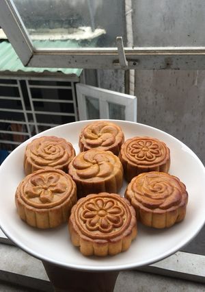 Hình của món Bánh Trung Thu Nướng_DẻoNhân đậu xanh matcha_đậu đen🤪🤪.