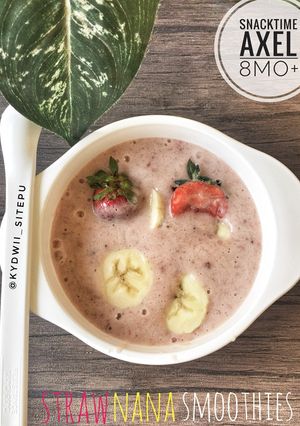 Foto resep StrawNana SMOOTHIES Snack MPASI bayi 8 bulan