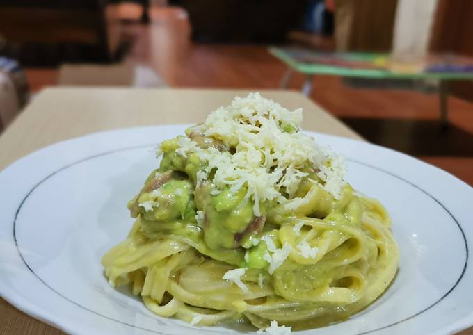 Fettuccine Carbonara saus Avocado