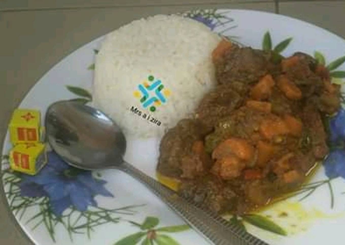 White rice and curry stew