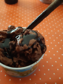 Una foto de Helado de chocolate cremoso