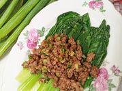Gambar pakcoy daging cincang