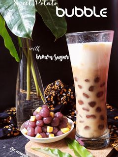 Foto resep Es Bobba Ubi (Sweet Potato Bubble with Brown Sugar)