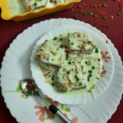 A picture of Bread pudding (pistaflavour).