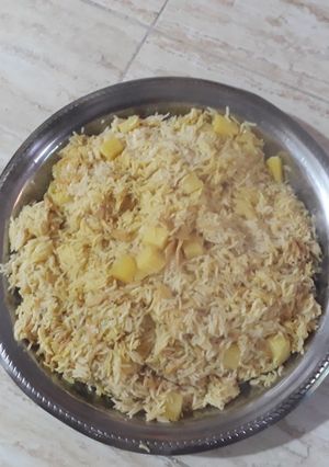 صورة لوصفة أرز بالبطاطا والفطر 👌