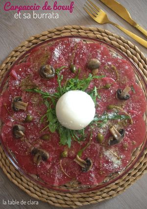 Une photo de Carpaccio de boeuf et sa burrata#mars
