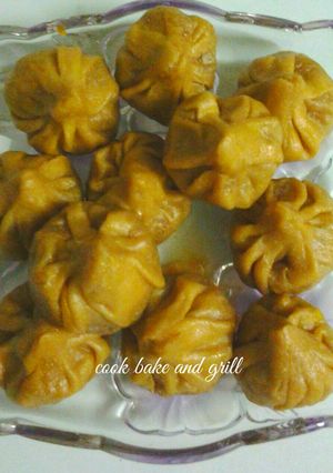 A picture of Steamed Jaggery Modaks.