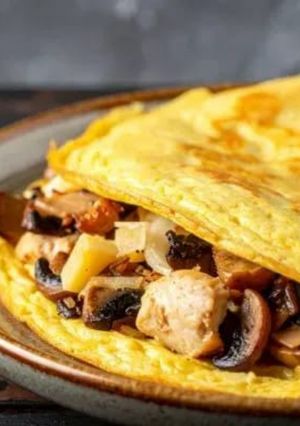 Una foto de Omelette de Pollo y Champiñones