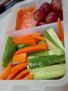 A picture of Carrots and cucumber dip.