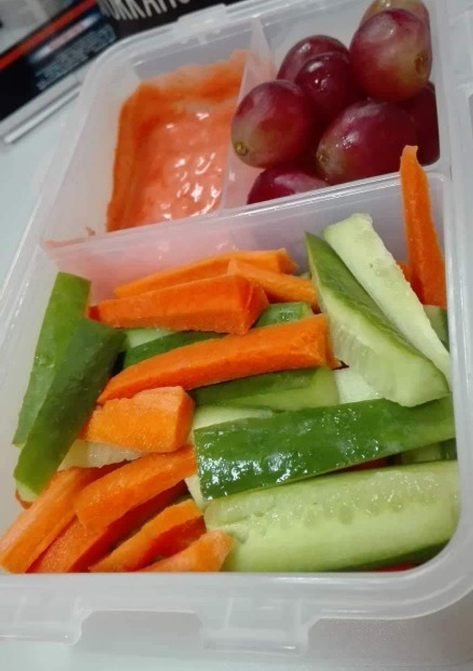 A picture of Carrots and cucumber dip.