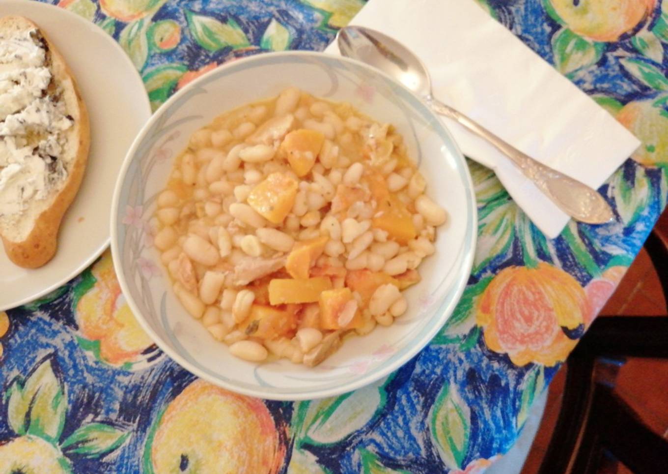 Alubias con calabaza y pollo