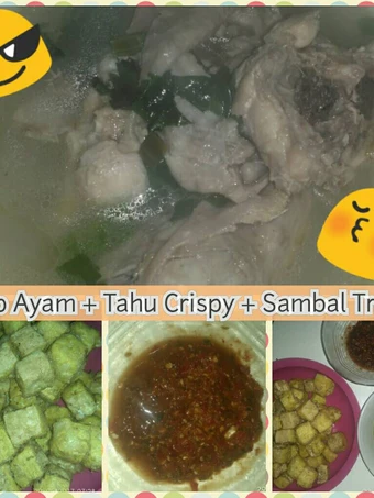 Langkah Mudah untuk Menyiapkan Resep "Berbagi Rahmat" - Sop Ayam + Tahu Crispy + Sambal Terasi Top yang Sempurna Anti Ribet, Sempurna