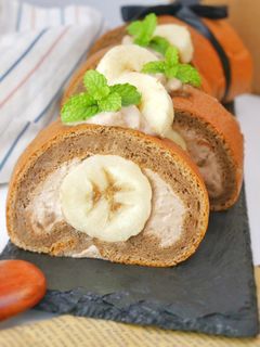 Foto resep Banana Choco Roll Cake / Bolu Gulung Coklat Pisang