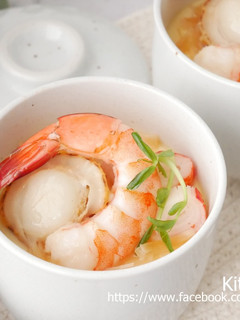干貝海鮮蒸蛋_電鍋料理 的食譜成品照片