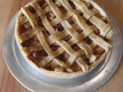 Una foto de relleno de tarta de manzana