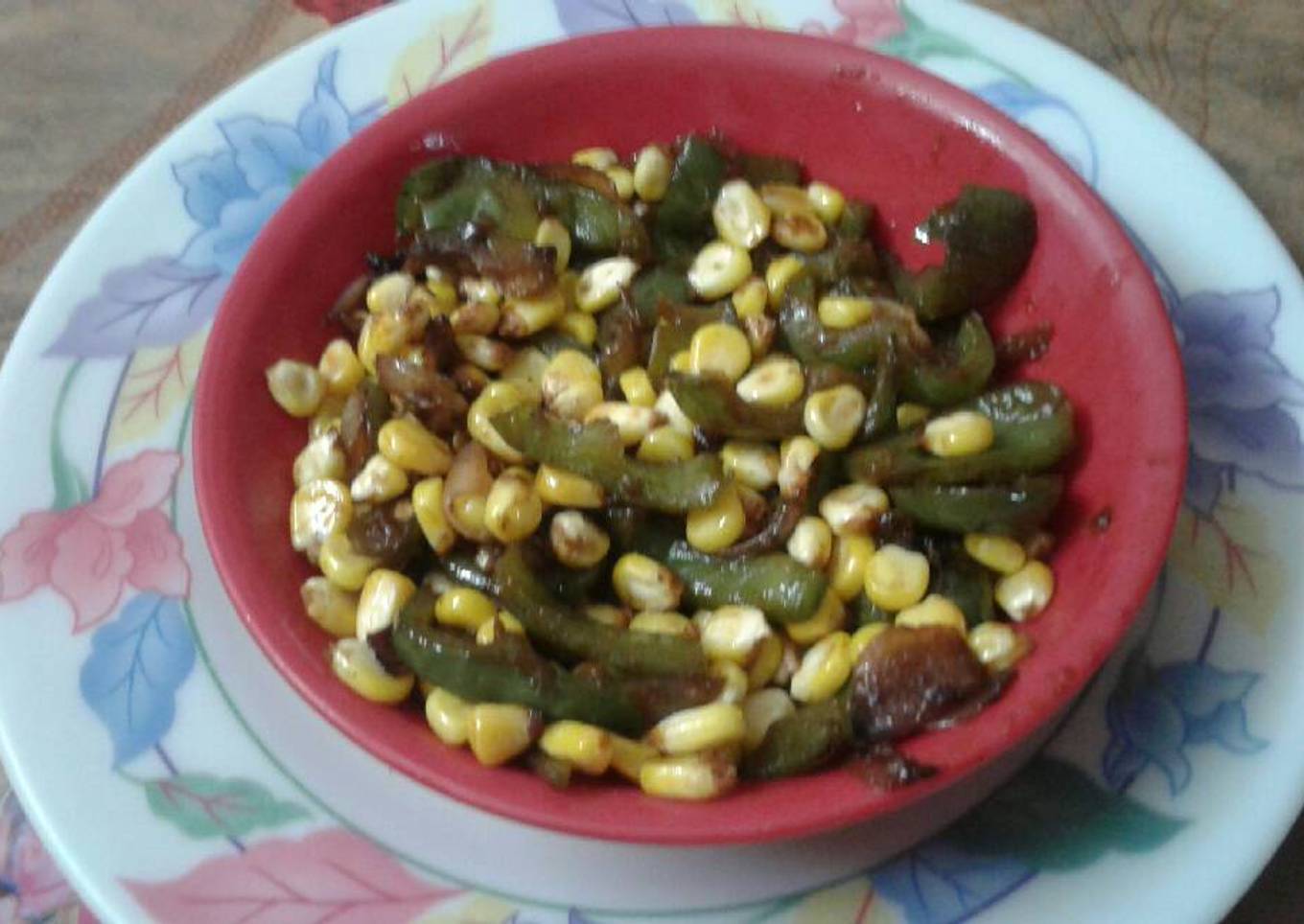 Stir-fried sweet corns :