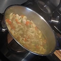 A picture of Quick & Easy Homemade chicken soup.