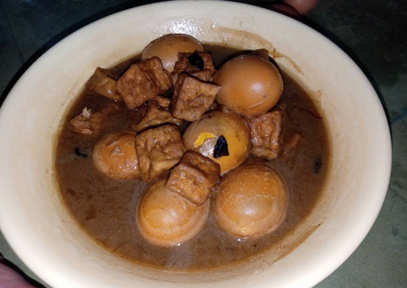 Telor tahu kecap bumbu ngohyong