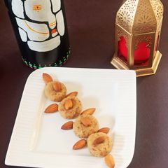 A picture of Badam Khajur Peda.