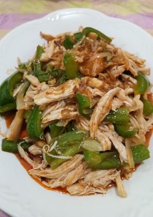 Foto resep 11.Ayam suwir paprika asam manis