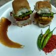 Authentic vada pav with traditional spicy chutney & fried chilli