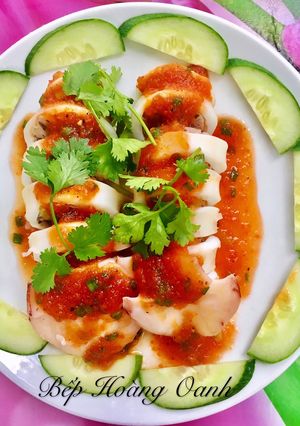 Hình của món Mực Nhồi Thịt Sốt Cà.