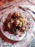 Fideos tallarines integrales con chorizo