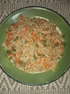 A picture of Pea Pulao in Biryani Style.