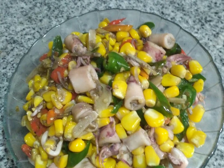 Cara Mudah Membikin Resep  Tumis cumi asin + jagung manizz 😍 yang Bisa Manjain Lidah, Lezat