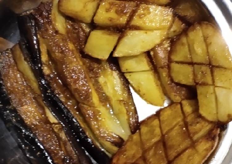 Recipe: Delicious Fried eggplant and potatoes