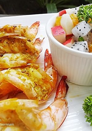 รูปของ กุ้งย่างกับซัลซ่าผลไม้
