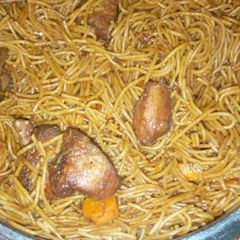 A picture of Brown spaghetti.