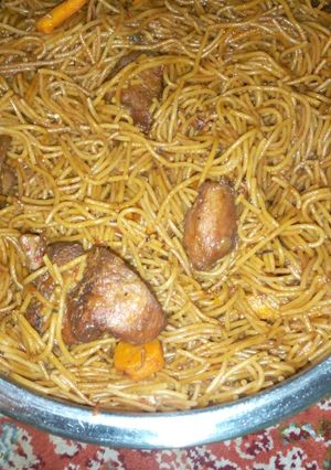 A picture of Brown spaghetti.