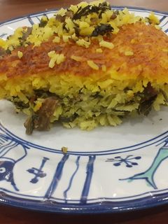 عکسی از دستور ته چین گردن گوسفند و اسفناج