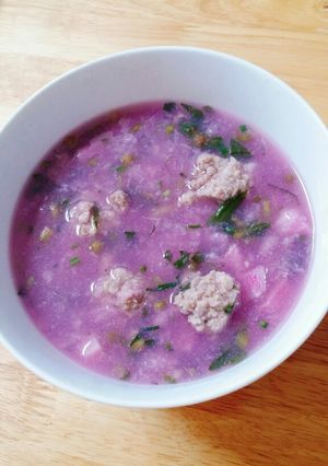 Hình của món Canh khoai mỡ thịt bằm.
