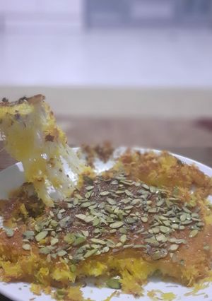 صورة لوصفة كنافة نابلسية خشنة بالجبنة