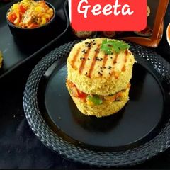 A picture of Dhokla Burger.
